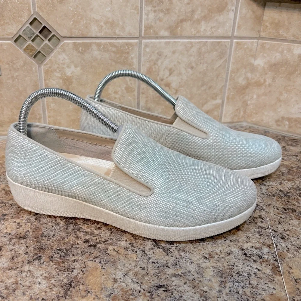 FitFlop Superskate Silver Comfort Loafer Sneaker Size 10 - Picture 1 of 12